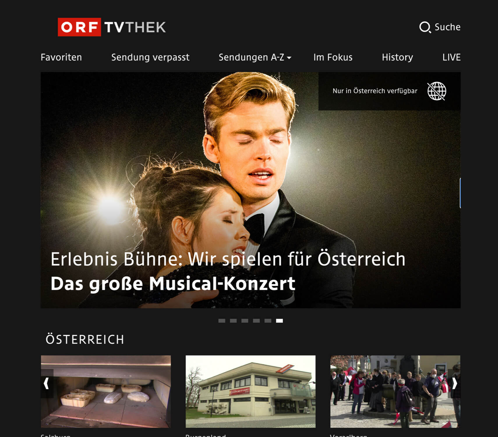 ORF auf einem Computer-Bildschirm.