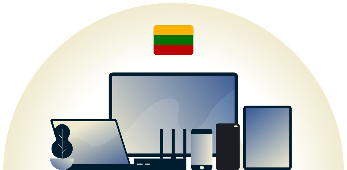 Lituânia VPN protegendo uma variedade de dispositivos.
