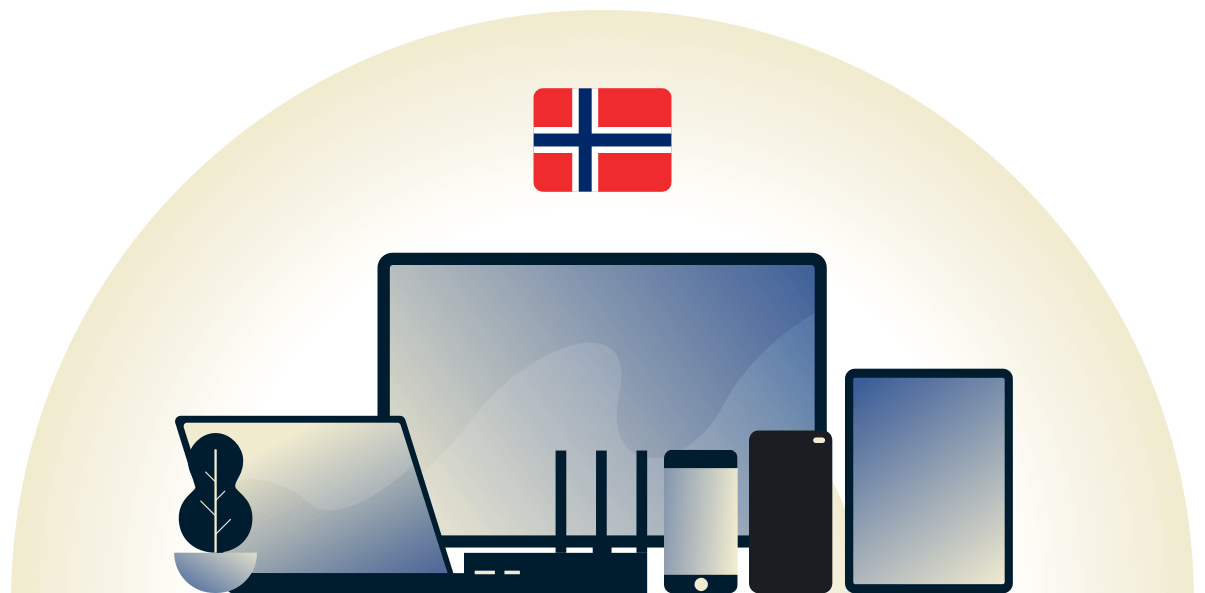 Norway VPN, der beskytter en r&aelig;kke forskellige enheder.